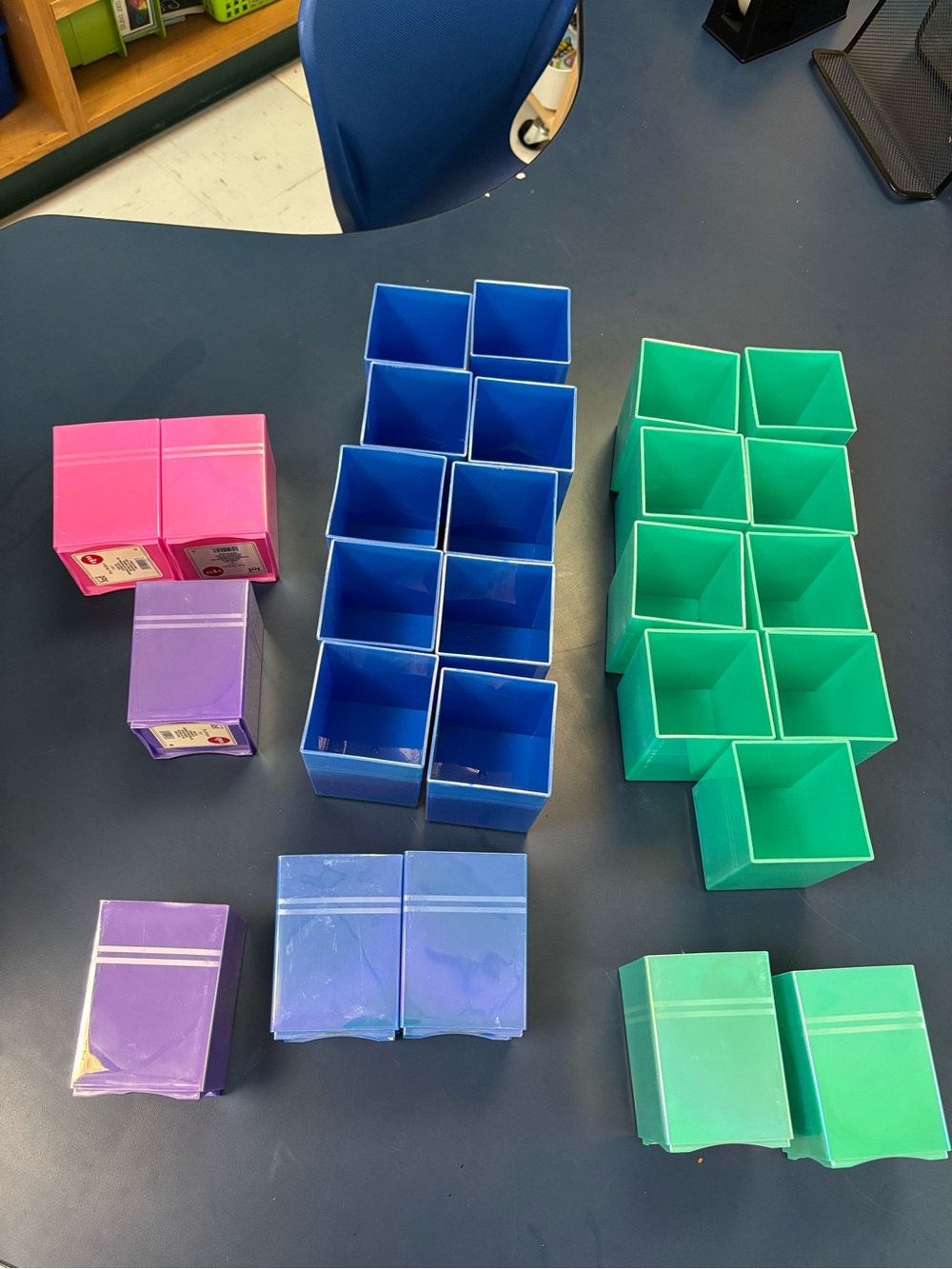 School Desk Organizer Cups - Blue, Green, Purple, Pink -27